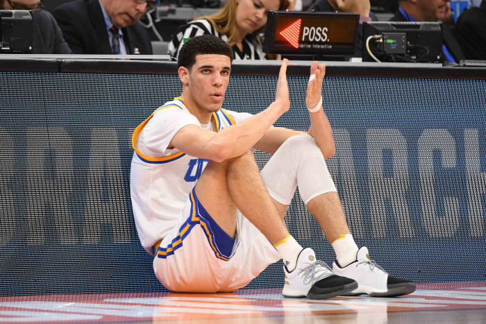 UCLA Bruins guard Lonzo Ball claps during a timeout.